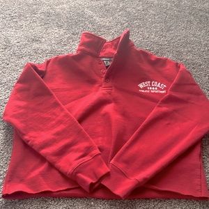 forever 21 long sleeve red cropped polo